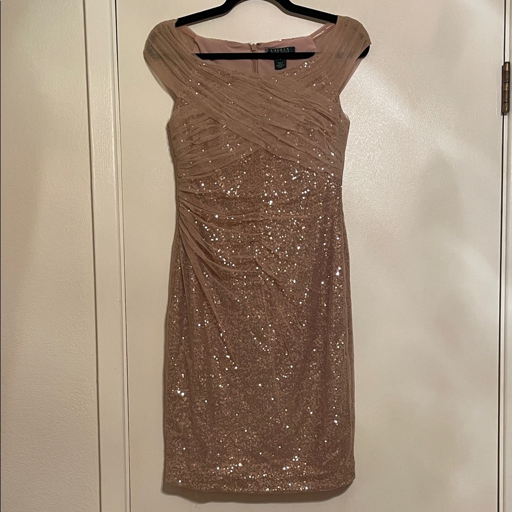 Lauren Ralph Lauren Holiday Sequin Dress in Gold